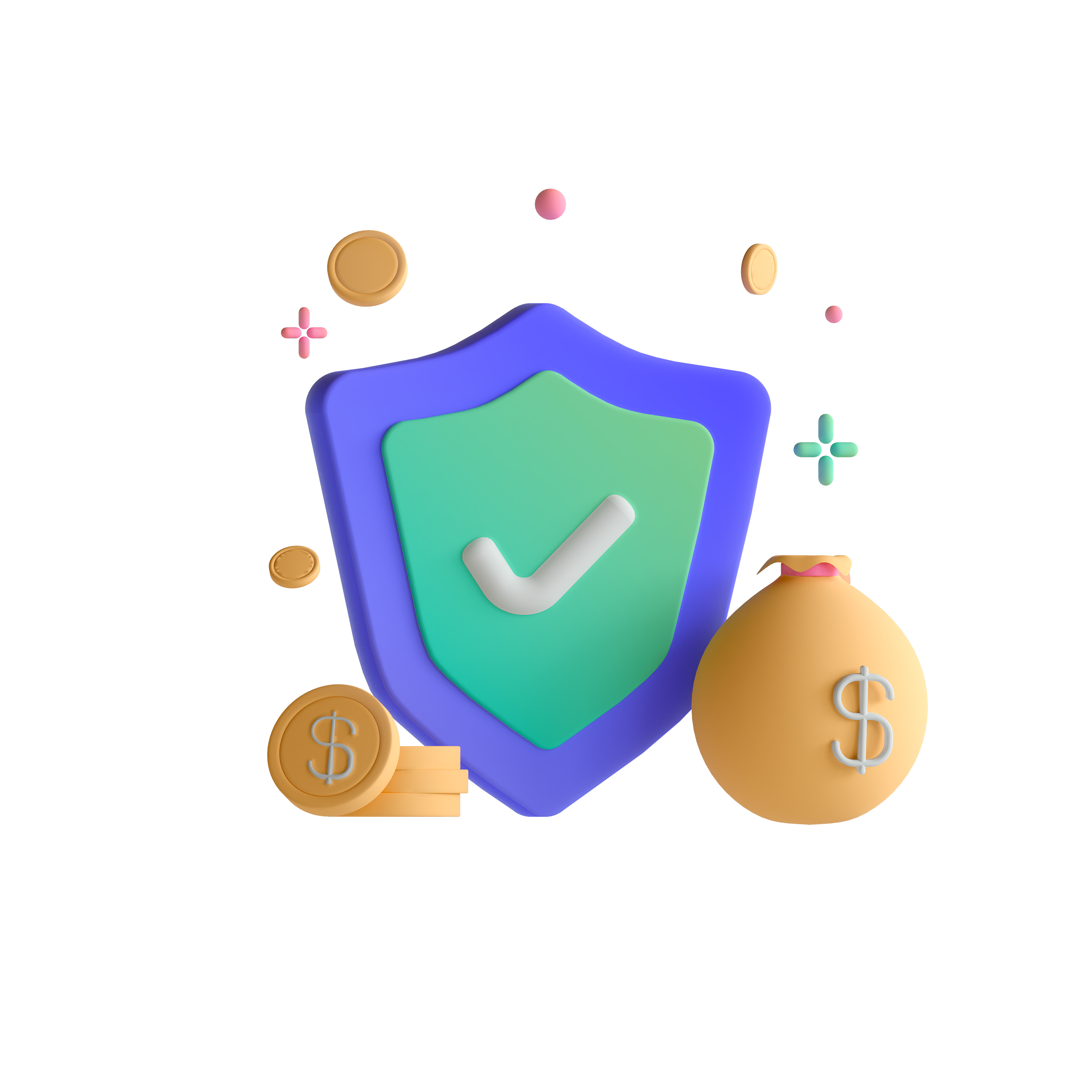 Cryptocurrency 3D shield to show the ProfitRocket AI project is secure and safe to invest into. 